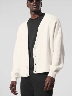 ALO Yoga Scholar Cardigan Sweater in Ivory /White